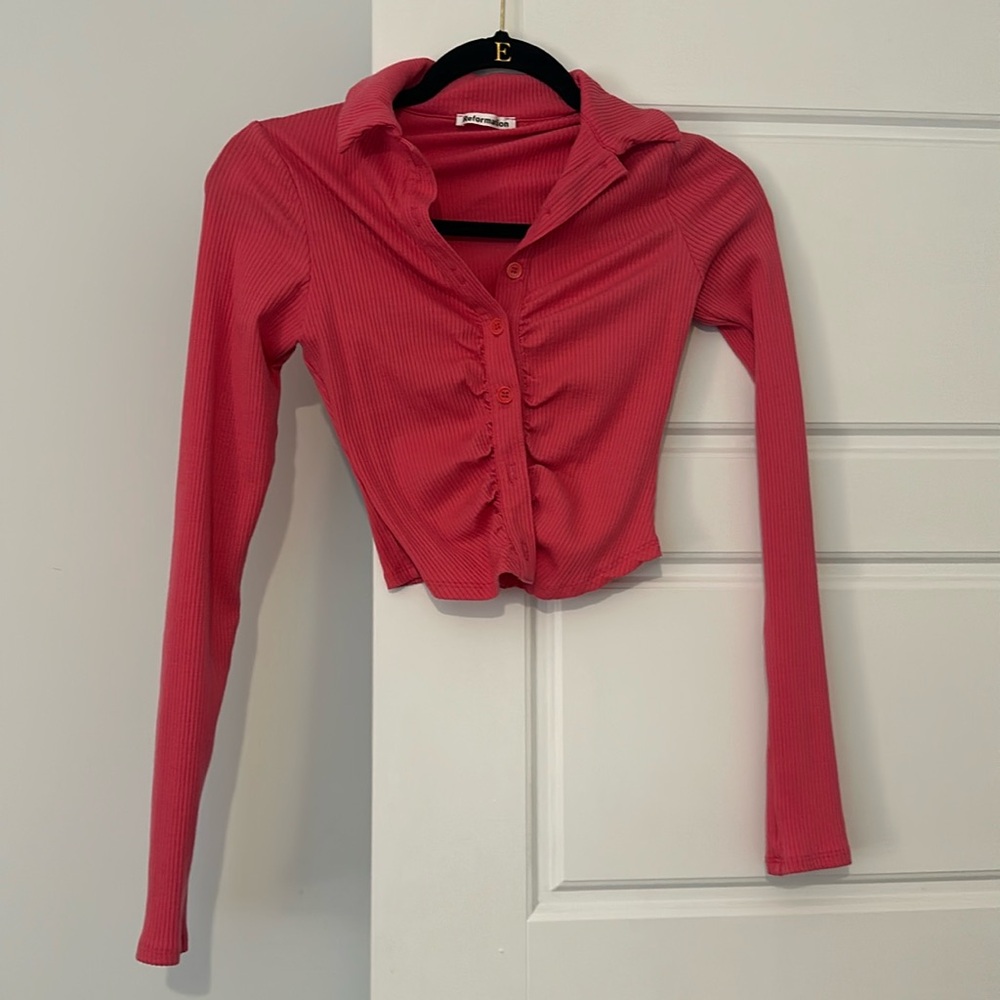 Reformation pink cardi